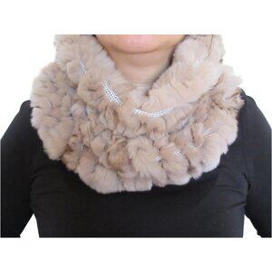 Knit Whiskey Beige Elastic Cowl Snood Loop Scarf 2818